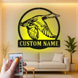 Cartel de metal LED de pato personalizado Regalo para amantes de la naturaleza Decoración de cabaña rústica