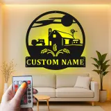 Cartel de metal LED con escena de granja personalizada, regalo para agricultores, decoración rústica para el hogar 1