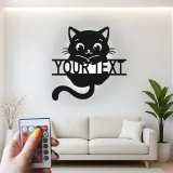 Décoration murale en métal personnalisée en forme de silhouette de chat avec rétroéclairage LED - Cadeau pour les amoureux des chats - Décor de chambre ou de salon 2