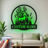 Panneau de chasse personnalisé Labrador Retriever | Décoration murale en métal rétroéclairée pour chasseurs | Décor de chasse au canard personnalisé
