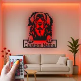 Custom Bernese Mountain Dog Led Light Metal Wall Art Personalized Dog Lover Gift Living Room Pet Decor