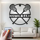 Panneau de crosse personnalisé avec LED | Art mural en métal avec prénom | Déco chambre athlète | Cadeau sportif pour garçons et ados