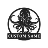 Arte in metallo LED personalizzata Kraken | Insegna personalizzata con polpo | Decorazione nautica per bar di casa e amanti del mare