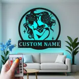 Silueta personalizada de madre e hijo | Decoración mural de metal LED | Decoración personalizada para habitación infantil y regalo para nueva mamá