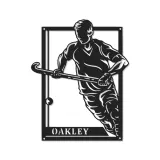 Custom Field Hockey Player Led Light Metal Wall Art Sports Gift for Athletes Game Room Decor