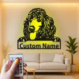 Panneau personnalisé pour Caniche Standard | Décoration murale en métal LED personnalisée | Cadeau pour amoureux des chiens et décor de portrait d'animal de compagnie