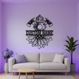 Custom Firefighter Metal Sign with LED | Personalized Fire Dept. Wall Art | Fireman Gift for Home or Station with Sunflower Decor