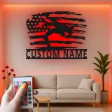 Cartel de metal LED personalizado con bandera americana para soldados, regalo militar para veteranos, decoración patriótica del hogar