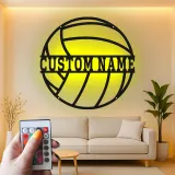 Custom Volleyball Led Light Metal Wall Art Personalized Sports Gift for Athlete Game Room or Bedroom Decor