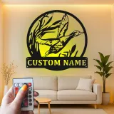 Cartel de metal LED personalizado de pato en vuelo regalo para cazadores decoración rústica de cabaña o refugio