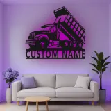 Cartel de metal LED de camión volquete personalizado, regalo para entusiastas de camiones, decoración para garaje u oficina 1