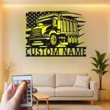 Cartel de metal LED de camión volquete personalizado, regalo para camioneros, decoración para garaje o cueva de hombre