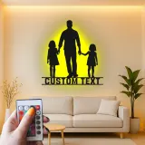 Cartel de metal LED personalizado con silueta familiar, regalo para padres, decoración familiar para el salón