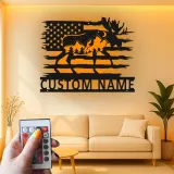Custom Moose Metal Wall Art | Personalized LED American Flag Sign | Rustic Cabin Decor & Lodge Gift