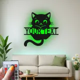 Décoration murale en métal personnalisée en forme de silhouette de chat avec rétroéclairage LED - Cadeau pour les amoureux des chats - Décor de chambre ou de salon 2