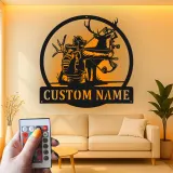 Décoration murale en métal personnalisée pour chasseur à l'arc avec rétroéclairage LED - Cadeau pour les passionnés de tir à l'arc