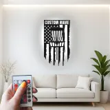 Cartel de metal LED personalizado para cesta de disc golf, regalo personalizado para disc golfers, decoración de sala de juegos