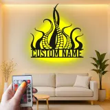 Kraken Octopus LED Metal Sign | Custom Nautical Wall Art | Personalized Tentacles Decor for Business & Ocean Lovers