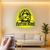 Personalisierte Labradoodle LED-Licht Metall-Wandkunst für Hundeliebhaber