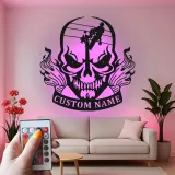 Insegna in Metallo con Teschio per Lineman | Arte da Parete LED Personalizzata per Elettricista | Decorazione per Man Cave e Insegna per Laboratorio | Regalo per Lui