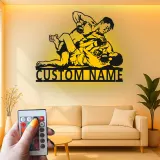 Insegna in metallo MMA personalizzata | Insegna LED per palestra o man cave | Regalo per combattenti di arti marziali