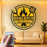 Insegna in metallo personalizzata per barbecue e luce LED regalo per maestro del grill decorazione per patio all'aperto