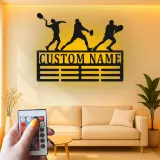 Insegna in metallo personalizzata per giocatore di tennis | Arte murale LED con nome personalizzato | Decorazione per stanza sportiva per atleta, allenatore