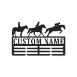 Décoration murale en métal personnalisée pour cavalier équestre avec rétroéclairage LED - Cadeau pour les amoureux des chevaux, décoration de stabulation ou de sellerie
