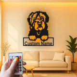 Décoration murale en métal LED personnalisée de chien de berger - Cadeau pour amoureux des animaux