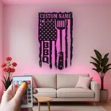 Cartel de metal personalizado con espátula BBQ y luz LED, regalo para el maestro de la parrilla, decoración para el patio exterior