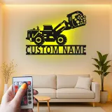 Cartel de metal LED personalizado de excavadora para entusiastas de la construcción, regalo para decoración de garaje o habitación infantil