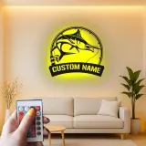 Enseigne en métal Marlin Fish personnalisée | Décor de pêche LED sur mesure | Cadeau pour pêcheur pour man cave | Art mural de maison au bord du lac