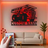 Custom Dump Truck Led Light Metal Wall Art Personalized Gift for Construction Enthusiasts Garage or Kid's Room Decor