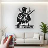 Cartel de metal personalizado de cazador y ciervo con luz LED regalo personalizado para entusiastas del aire libre decoración de man cave