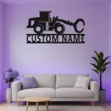 Cartel de Cargadora de Ruedas Personalizado de Metal | Decoración de Construcción LED | Arte Personalizado de Maquinaria Pesada para Regalo de Operador