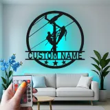 Panneau LED Lineman personnalisé | Décoration murale en métal sur mesure | Cadeau pour électricien et agent de réseau | Déco industrielle pour maison et garage