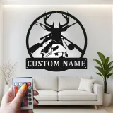 Custom Hunting and Fishing Led Light Metal Wall Art Personalized Gift for Outdoorsmen Man Cave Decor
