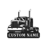 Personalisierte Semi-Truck LED-Schild | Individuelle Metall-Wandkunst für Garage | Big Rig Dekor für Trucker