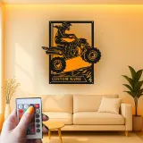 Custom ATV Rider Led Light Metal Wall Art Off-Road Enthusiast Gift Garage or Man Cave Decor 1
