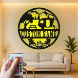 Personalisierte LED-Metall-Wandkunst mit Camper-Szene – Geschenk für Wohnmobilfans, Outdoor-Deko