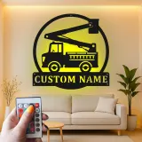 Panneau camion de pompiers personnalisé | Décoration murale LED personnalisée pour pompier | Décor de caserne et chambre d’enfant