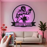 Cartel de metal personalizado de receptora de softball | Arte mural LED para habitación de chicas | Regalo personalizado con nombre de jugadora | Decoración deportiva para atleta femenina
