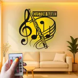 Personalized Flute LED Metal Sign | Custom Music Note Wall Art | Musician Name Decor | Gift for Band Room