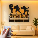 Custom Football Player Metal Sign | Personalized LED Wall Art for Boys Room | Athlete Name Decor for Sports Fan