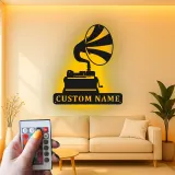 Décoration murale en métal LED personnalisée pour les amoureux de la musique - Gramophone