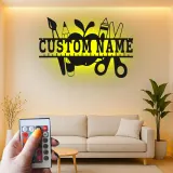 Insegna Nome Insegnante Personalizzata | Arte Murale in Metallo LED per Aula | Regalo Educatore Personalizzato | Decorazione a Tema Mela e Matita