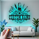 Personalisiertes Nageltechniker LED-Schild | Individuelle Metall-Wandkunst für Salon | Florale Manikuristen-Dekoration | Geschenk für Nagelkünstler
