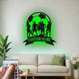 Personalized Soccer Team Metal Sign | Custom LED Wall Art for Athlete Room | Game Room Sports Decor Gift