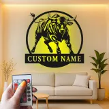 Insegna in metallo personalizzata con luce LED a forma di toro, regalo per lui, decorazione rustica per il ranch