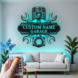 Insegna LED personalizzata per garage | Insegna in metallo personalizzata per meccanici | Regalo per papà appassionato di auto | Decorazione officina
